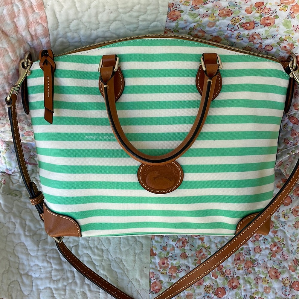 Mint green striped Dooney & Bourke bag